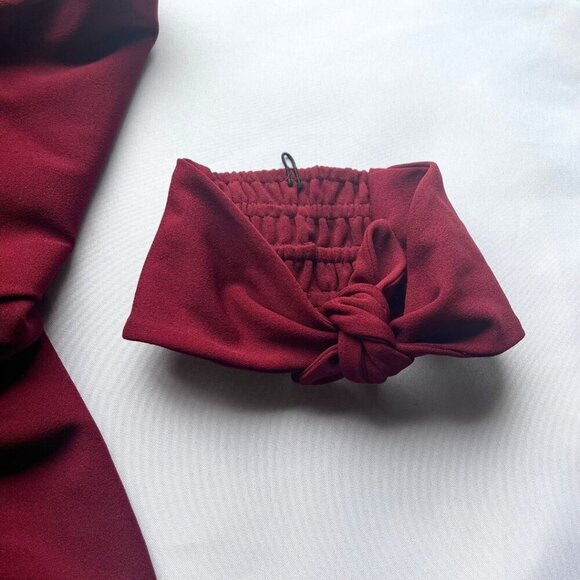 WATTERS & WATTERS BURGUNDY CREPE REMOVABLE SLEEVE FORMAL EVENING DRESS - 22W - Picture 14 of 16